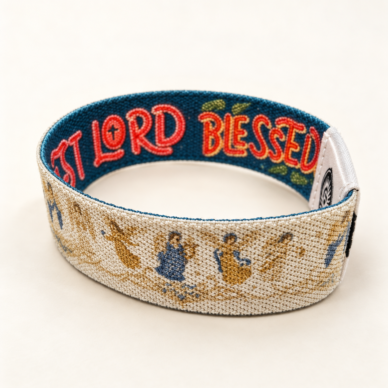 Bracelet Bible Band Ange Gardien, motifs d’anges sur tissu clair