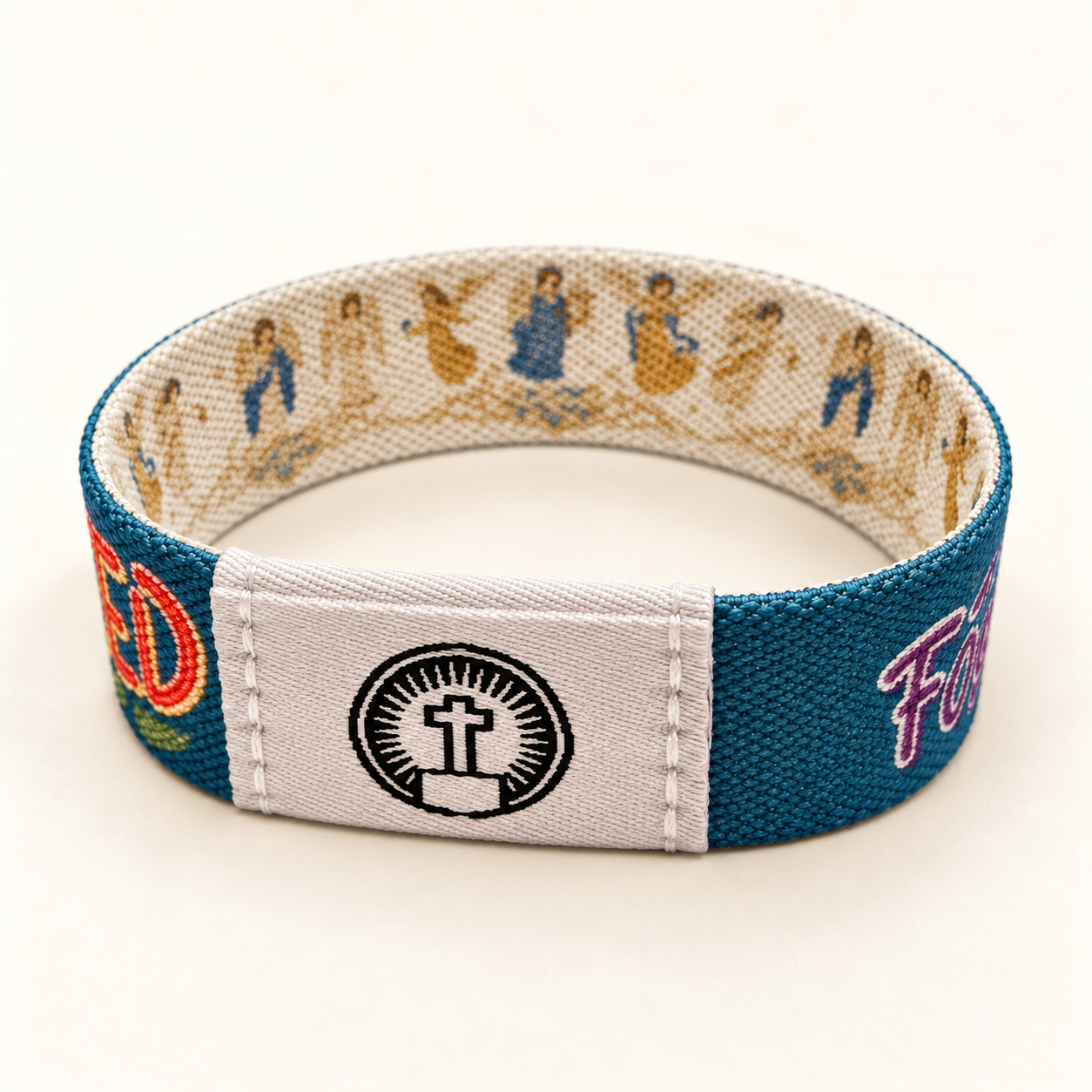 Bracelet Bible Band Ange Gardien, emblème circulaire avec croix